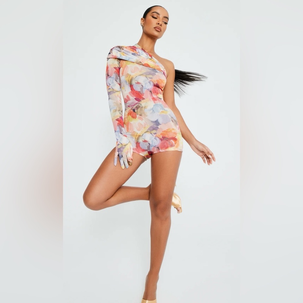 BRIELLE OFFICIELLE Floral Asymmetric Jumpsuit SIZE M